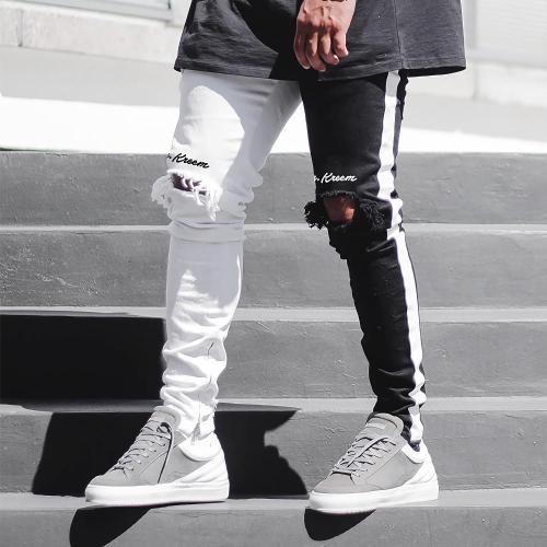 Hip Hop Black White Floral Jeans