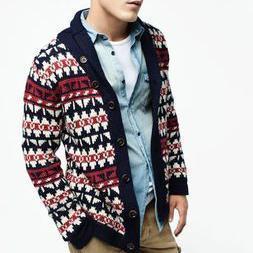 Fashion Single-Breasted Printed Long Sleeve Sweater