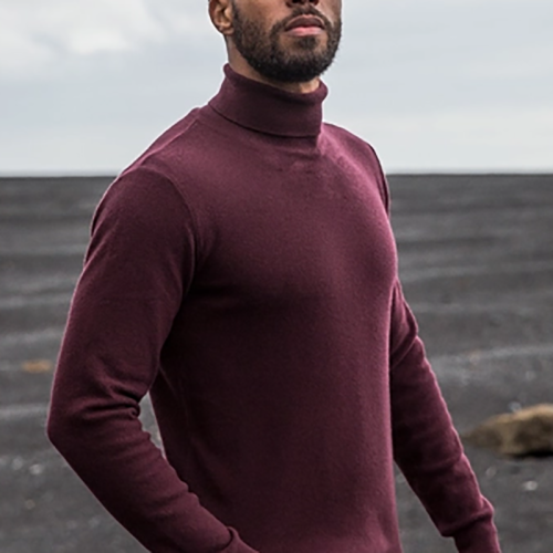 Slim-Fit Solid-Neck Turtleneck Sweater