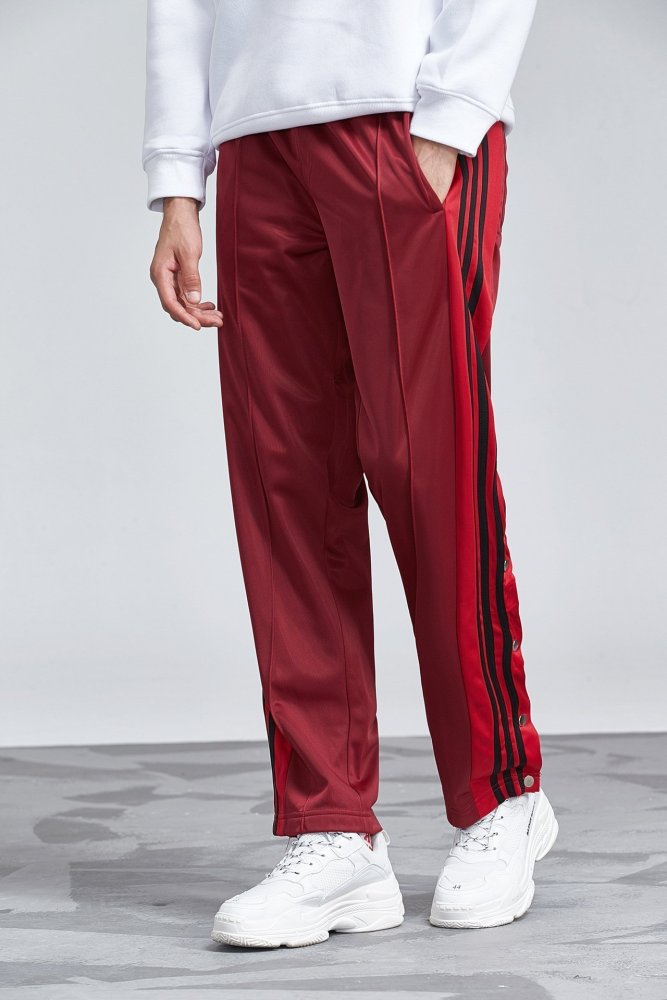 Fashion Loose Elastic Waist Long Stripe Slit  Pants