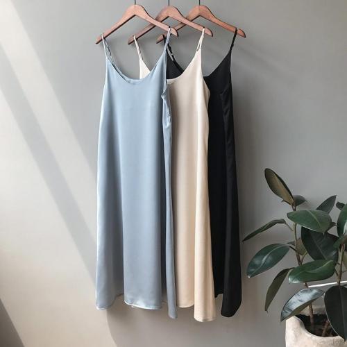 Spring summer 2020 Woman Tank Dress Casual Satin Sexy Camisole Elastic Female Home Beach Dresses v-neck camis sexy dress