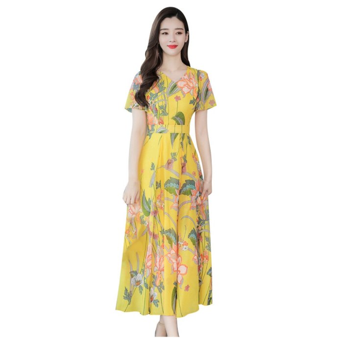Elegant Boho Dress Women Long Dresses V-Neck Short Sleeve Long Floral Print Slim A-Line Party Maxi Dresses Ladies Beach Dresses