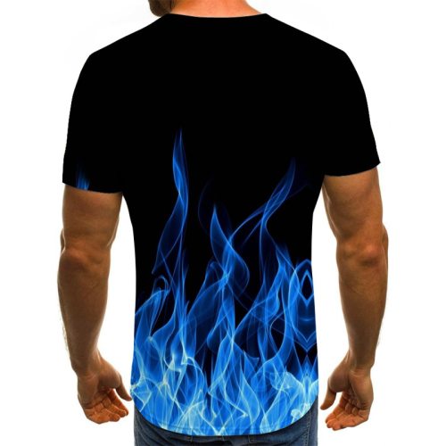 2021 New Flame Men's T-shirt Summer Fashion Short-sleeved 3D Round Neck Tops Smoke Element Shirt Trendy Men's T-shirt Collar