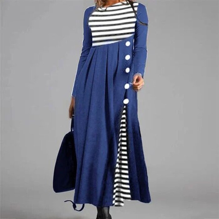 Vintage Maxi Dresses Sexy Double-layer Polka Dot Print Long Dress Women Autumn Buttoned Patchwork Party Dress Winter Long Sleeve