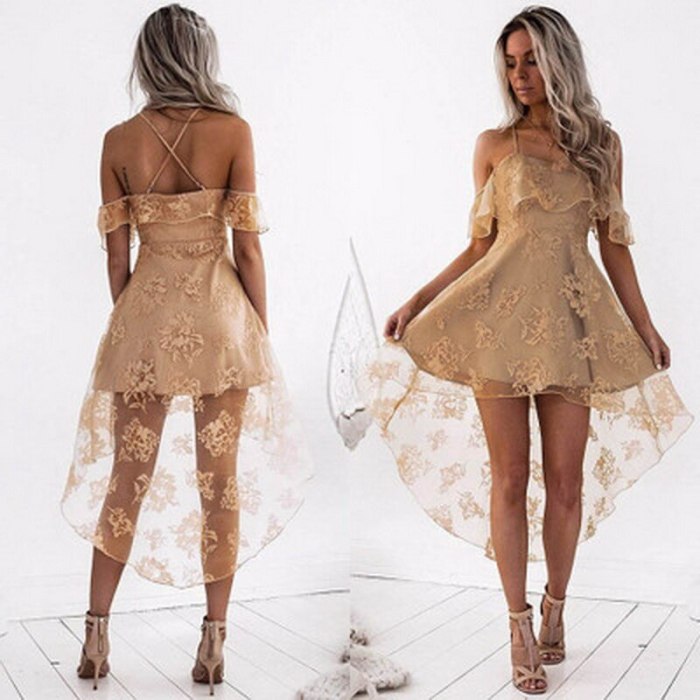 2021 new summer women's fashion casual street walk sexy lace printed suspender pleated dress