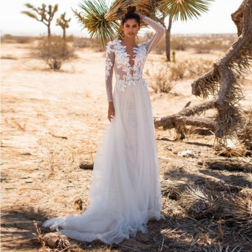 bohemian white flower summer new arrival 2021 long dress for wedding party for woman long sleeve backless mesh dress elegant