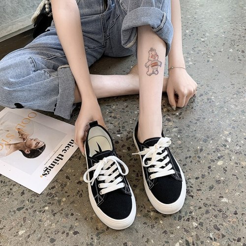 Summer Fashion Green Canvas Shoes for Women 2021 INS Tide Casual Lace Up Vulcanized Sneakers Ladies Office Working Leisure Shoe