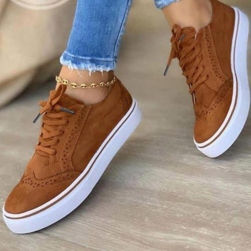 MCCKLE Women Shoes Lace Up Ladies Flats Flock  Female 2021 Spring Vulicanized Shoes Fashion Woman Sneakers Shallow New Fashion