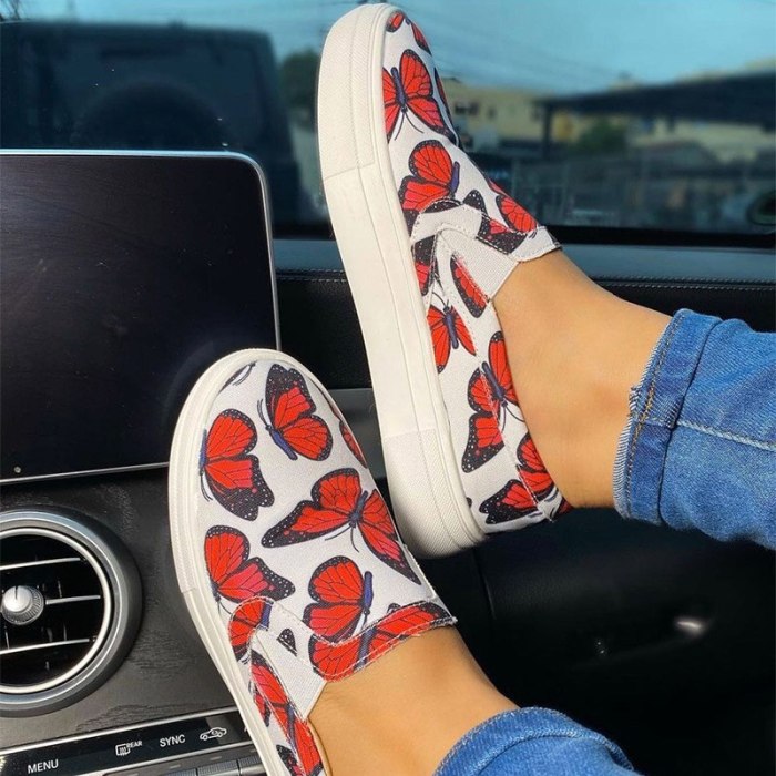 2021 Spring Women Loafers Butterfly Slip On Sneakers Platform Ladies Casual Vulcanized Shoes Comfort Female Flat Shoe