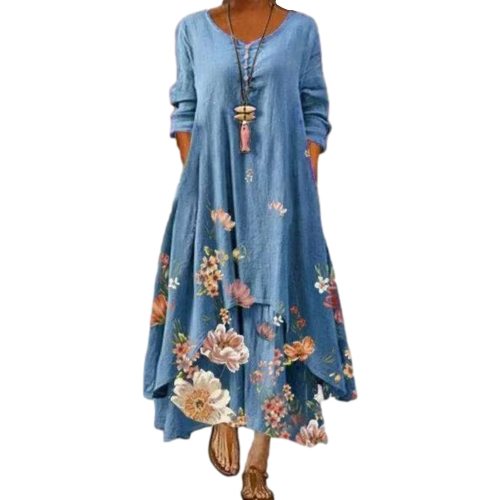 Dress 2021 summer style European and American fashion popular printed long sleeved dress female ins online trend hot sale B060