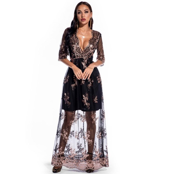 Plus Size Women Dress 2021 Party Night Sequined Dresses Half Sleeve Vintage Sexy Maxi Dresses  Elegant Vestidos