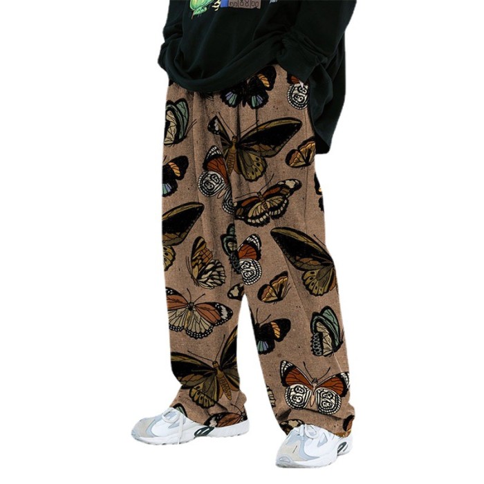 2021 Joymanmall Men pants Khaki Butterfly-Pattern Hip Hop Pants