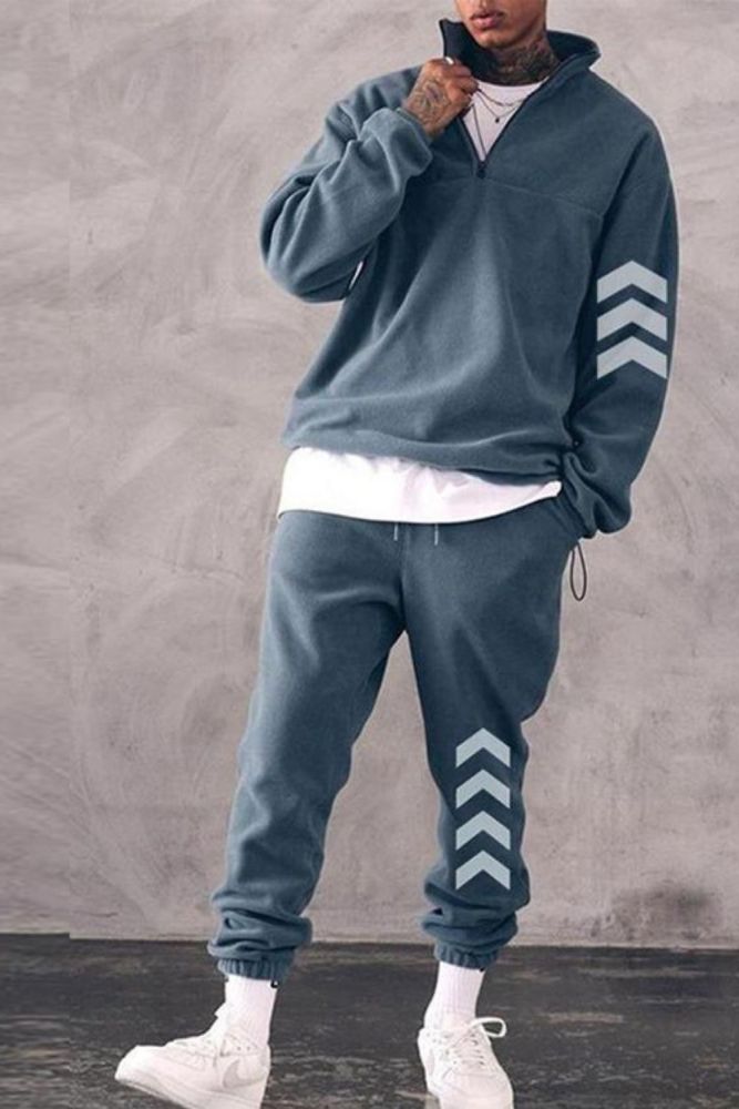 2021 Men's Tracksuit Fashion Solid Color Standing Collar Sweatshirt And Sweatpants Casual Plus Size Jogger Sets for Men Clothing