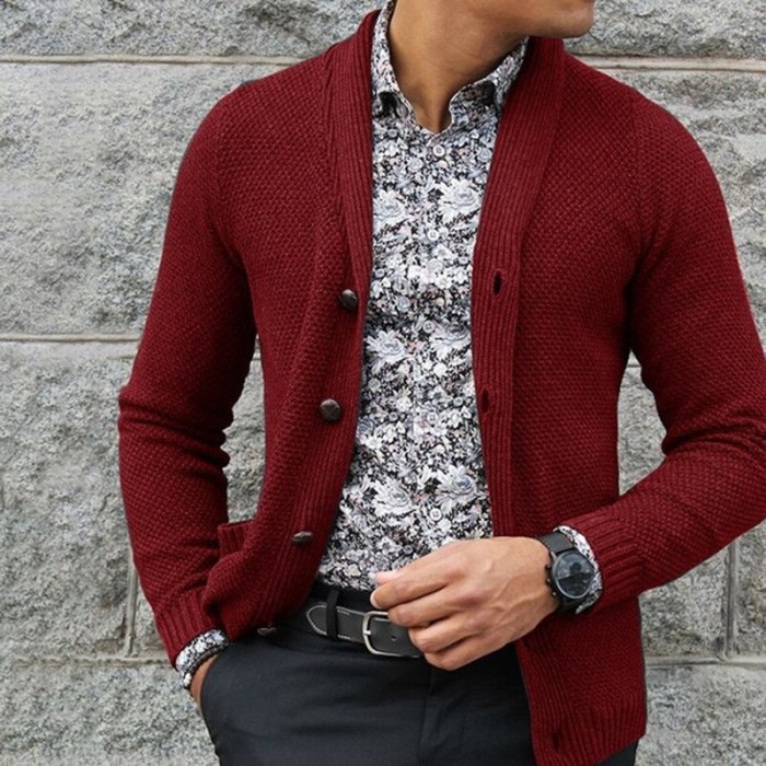 2021 Men's Cardigan Single-Breasted Sweater Youth Outdoor Casual Sweater