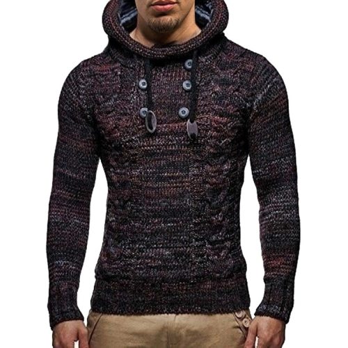 Autumn Winter Men's Hooded Sweaters Male Casual Button Knitted Sweaters Jumper Man Fashion Slim Pullover Sweaters Hombre Tops
