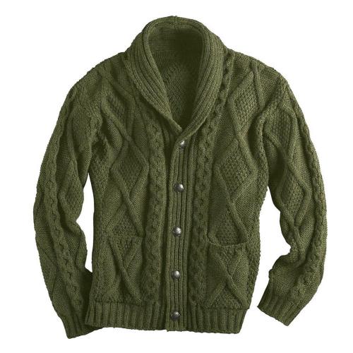 Winter Cardigan Sweater Men Shawl Collar Button Placket Mens Knitted Sweaters Casual Slim Fit