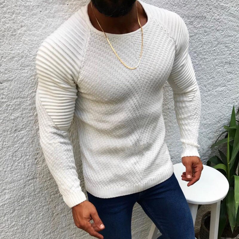 2021 New Autumn Winter Pullover Sweaters Men O-neck Solid Color Long ...