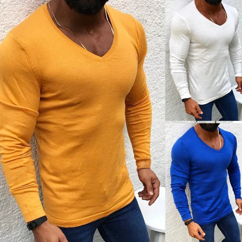 New Men's Sexy Slim Fit Turtleneck Sweater Pullover Male Autumn Solid Color Long Sleeve High Neck Knitted Sweater Pullovers