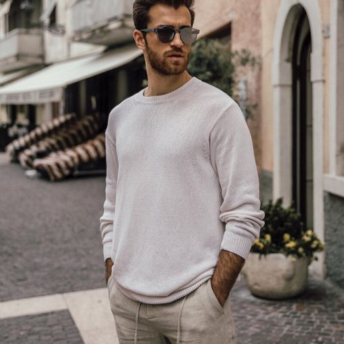 New Autumn Winter Men's Sweater Men's Turtleneck Solid Color Casual Sweater Men's Slim-fit Knitted Pullovers