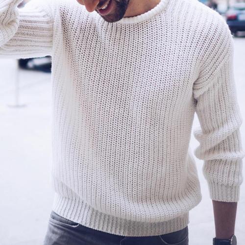 Men Autumn White Black Knitted Sweater Men Winter Mens Clothes O Neck Long Sleeve Pullover Mens Sweaters Male Casual Jumper
