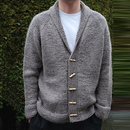 2021 Autumn Winter Europe America Men's Sweater Long Sleeve Solid Color V-neck Single-breasted Loose Casual Knit Cardigan