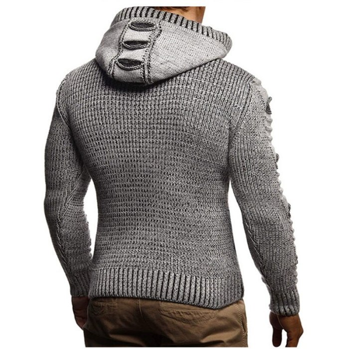 2021 New Autumn Winter Men's Cardigan Sweater British Style Hooded Knitwear Sweater Male Single Breasted Sweatercoat