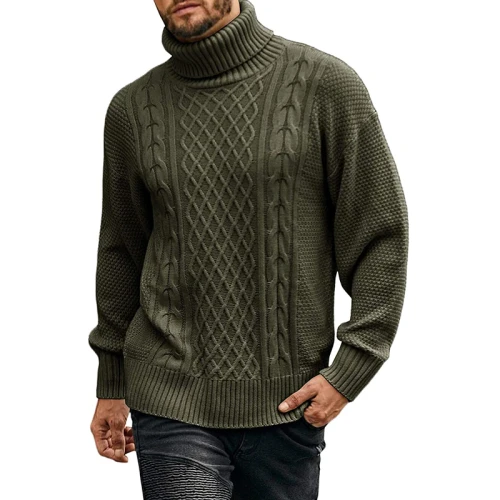 New Pullover Men Turtleneck Sweaters Solid Color Long Sleeve Warm Men Pull Homme