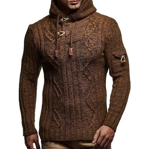 Mens Jumpers Sweaters Autumn Winter New Casual Long Sleeve Hooded Sweater Men Warm Slim Fit Knitted Sweater Pullover Men