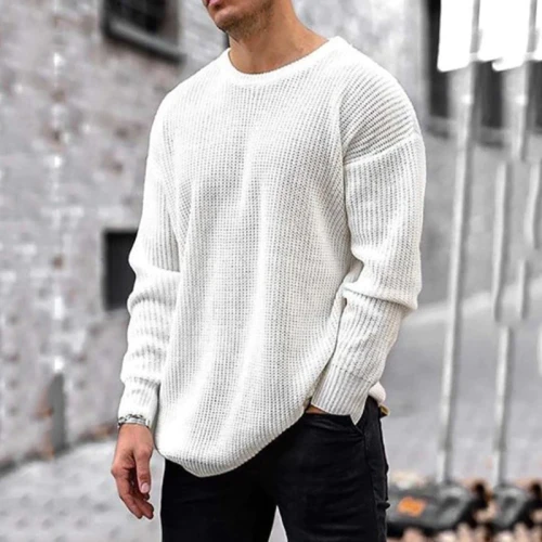 Kintting Sweater Men Casual Fashion Long Sleeve Solid Wool Autumn Winter Loose Large Size Elasticity Male Pullover