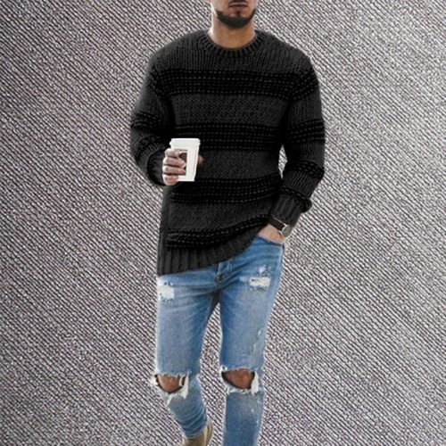 2021Men's Sweaters Male Knitwear Sweater Warm Patchwork Round Collar Cotton Casual Wool Pullovers Mens Brand Plus Size