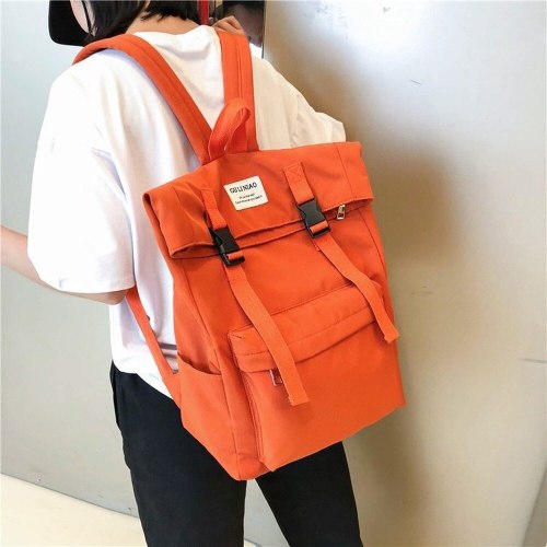 Korean version of the campus waterproof casual student backpack Japanese version of the solid color lock lock schoolbag
