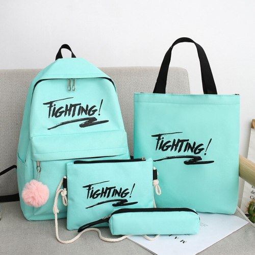 4 Piece Set Kawaii School Bags for Teenage Girls 2021 Canvas Travel Backbag Women Bookbag Teen Student Schoolbag Fashion Satchel