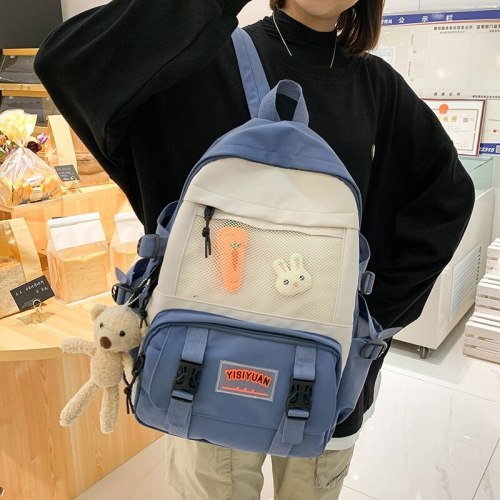Schoolbag Female Korean College Students' Backpack Large Capacity Harajuku High School Students' Schoolbag Fashion Nylon