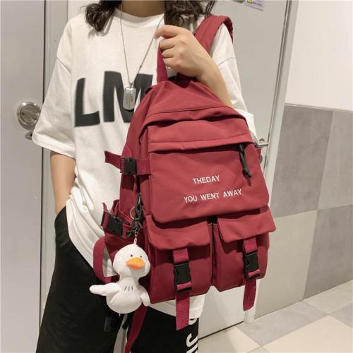 Nylon Backpack Women Waterproof Multiple Pockets Nylon Backpacks Solid Color Large Capacity Travel for Teenage Girls