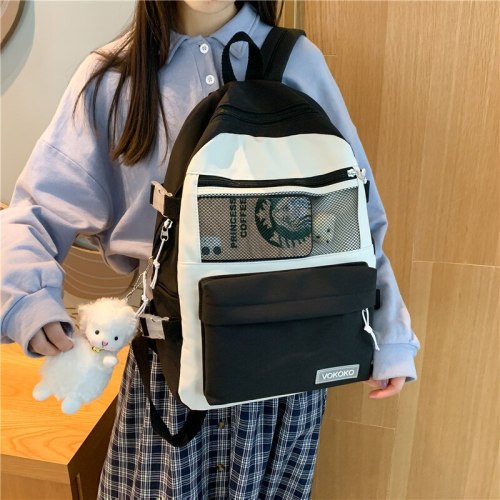 Cute Young Backpacks Women School Backpack for Teenage Girls Patchwork Nylon Bagpack