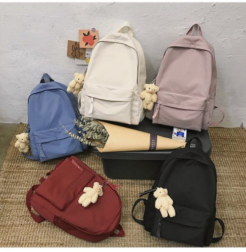 Solid Color Fashion Backpacks Cotton Women Backpack Anti-theft Shoulder Bag New School Bag for Teenage Boys Roomy Bagpack Female