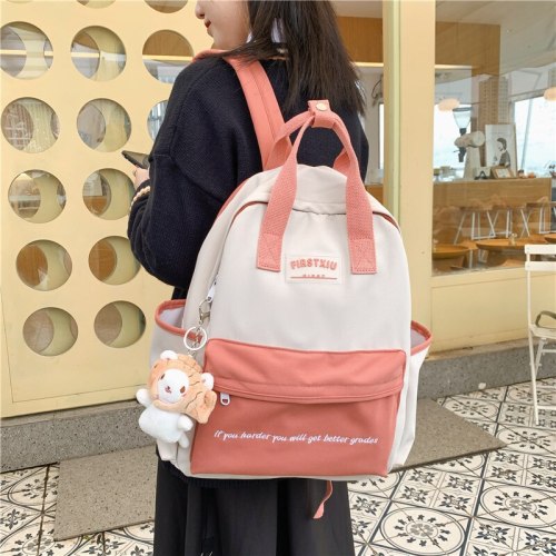 Nylon Backpacks Women School Bags for Teenagers Girls Panelled Middle High Student School Backpack Female 2021 New