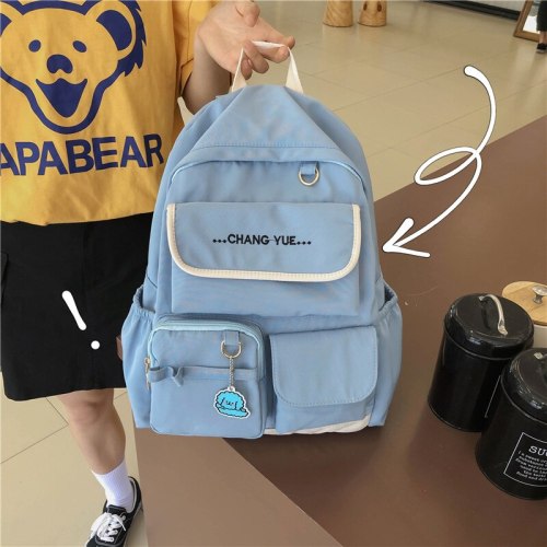2021 New Nylon Waterproof Schoolbag Korean Student Multi-function Backpack Leisure and Versatile Outdoor Travel High Capacity