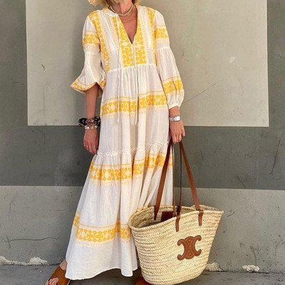 New in Yellow Maxi Half-sleeved Long Dresses