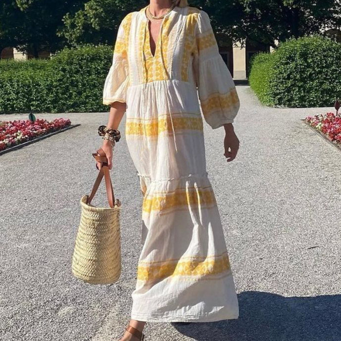 New in Yellow Maxi Half-sleeved Long Dresses