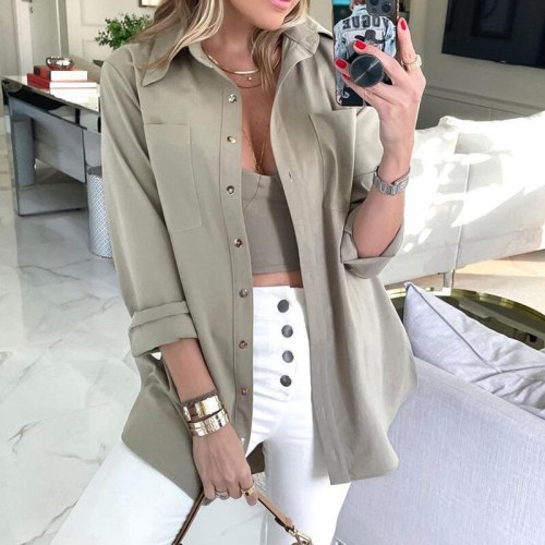 Autumn Jacket Women Elegant Solid Female Outerwear Casual Womens Top Chic Blouses Jacket Chaqueta Mujer Loose Coats Female