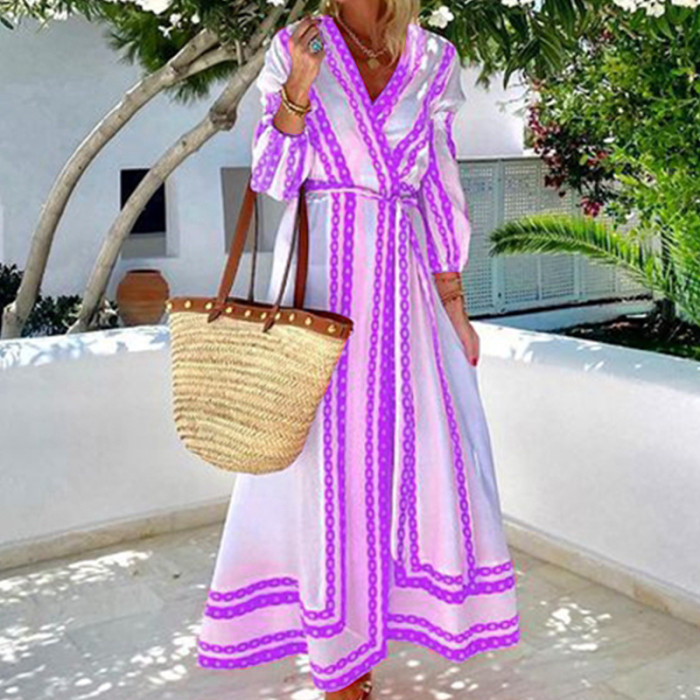 Three Color Long Maxi Dresses Vacation Holiday Autumn Spring Dresses