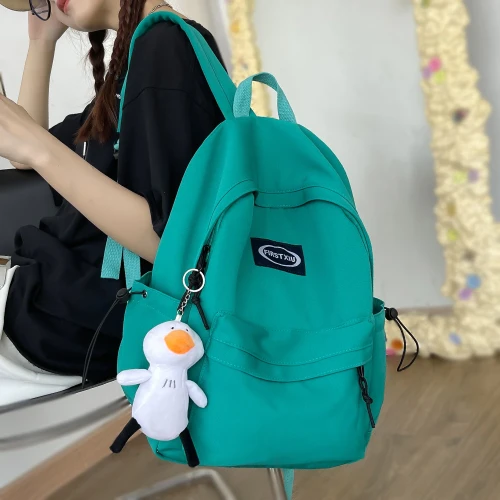 Teenage Girl Green School Bag Small Cute Lady Backpack Waterproof Nylon Female Kawaii Bag College Student Women Backpack Fashion