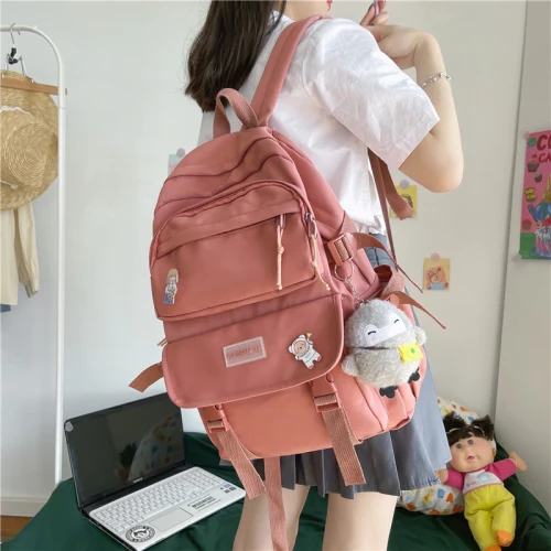 New Fashion Women Backpack Kawaii Nylon Students School Bag Leisure Travel Knapsack Female Girl Laptop Mochila Bookbag