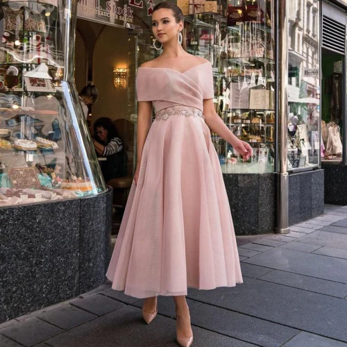 2021 Summer Dress Women Fashion Deep V Raglan Sleeve Sweet Voile Mesh Midi Ball Gown Dress French Midi Party Dresses Pink Dress