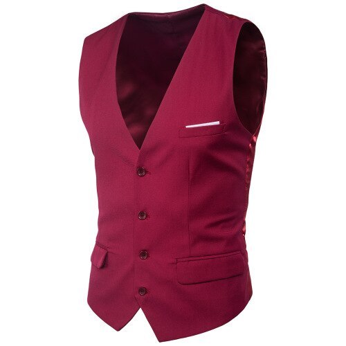 9 Color Men's Slim Gentleman Waistcoat Business Casual Waistcoat Male