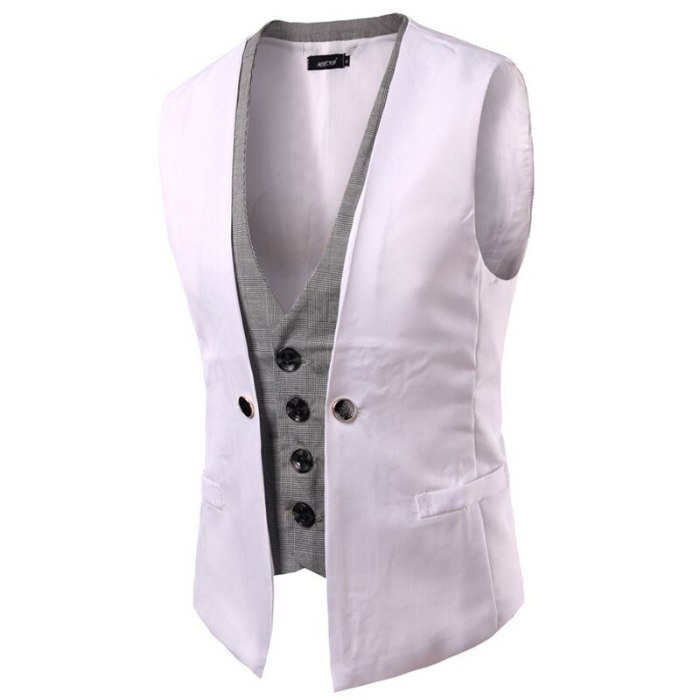 Men Vest Slim Fit Casual Formal Dress Suit Vest Men Waistcoat Spliced Single Blasted Sleeveless Casual Vests for Men