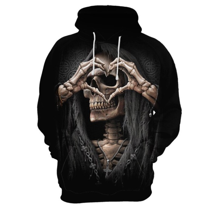 New 3D printing skull head men's hoodie funny hoodie new boys and girls hooded casual fashion spring and autumn jacket