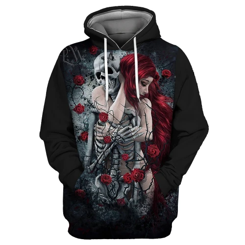 New Fashion Womens Hoodies Skull Skeleton S To 3xL Pull Over Black Unisex 3D Halloween Workout Sweatshirts  Plus Size