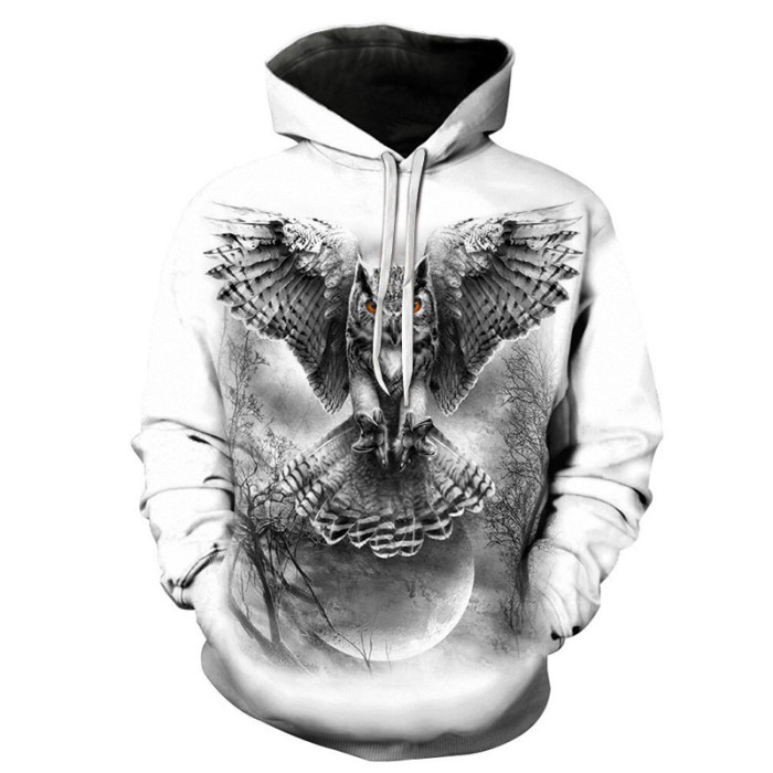New 3D Skull Pattern Men's Hoodies Horror Eagle Print Sweatshirt Hoodie
